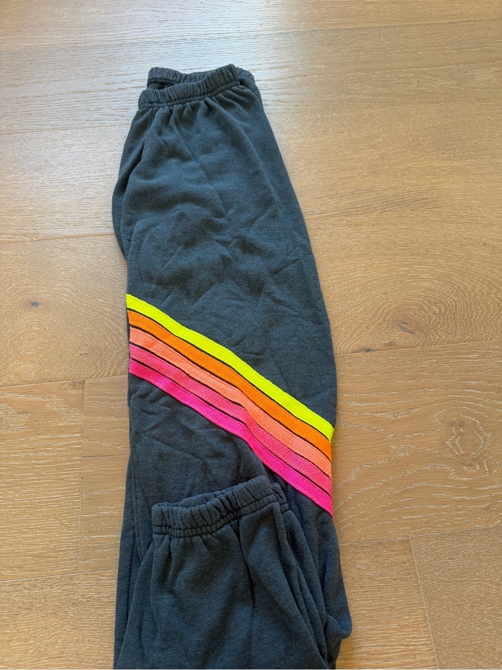 Aviator Nation Dark Grey Sweatpants with Neon Stripe Accent
